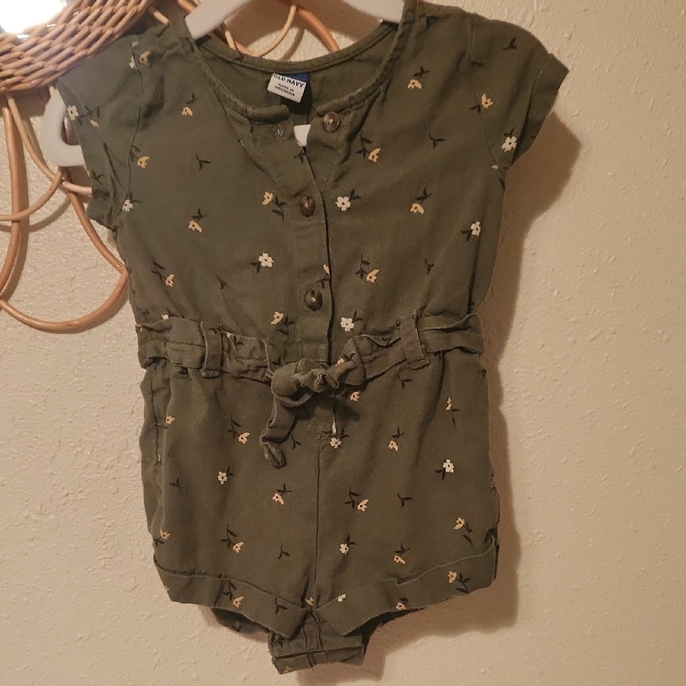 Old Navy Olive Green Floral Romper